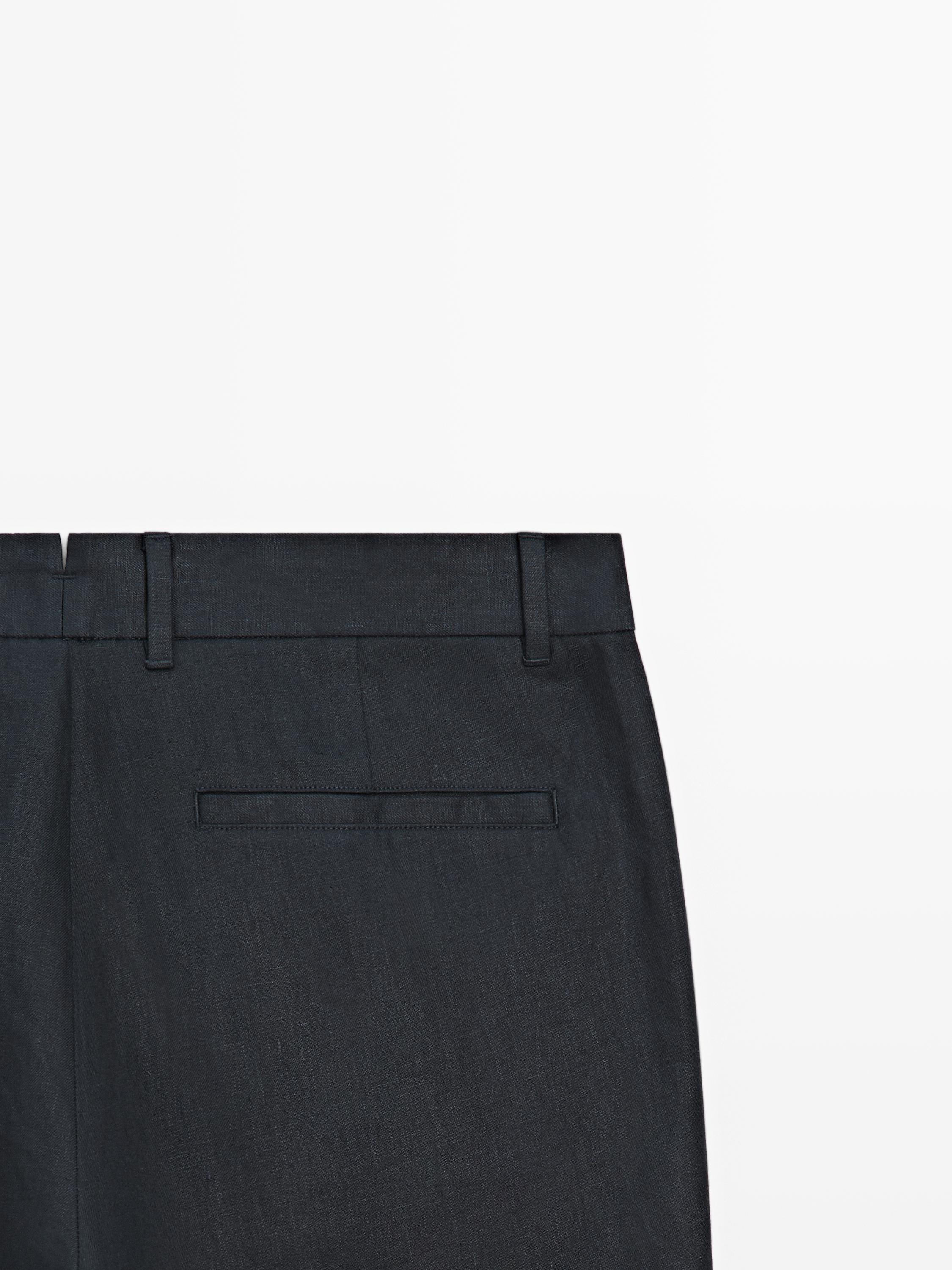 100% linen tapered fit trousers